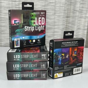 Electronic Necessities 10ft Indoor LED Strip Light RGB Multi-Color Remote 5 Pack